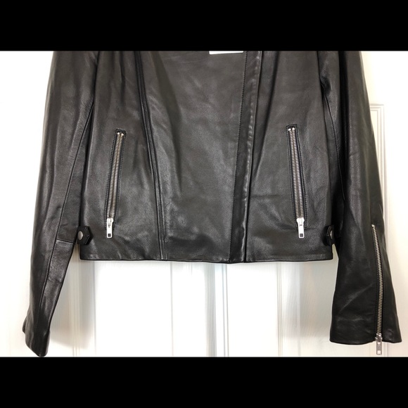 Theory Phelan Black Leather Jacket Coat - Picture 6 of 9